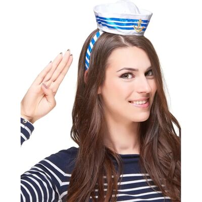 JADEO Adult Mini-Marine Headband - Headband, Blue Satin, Striped, Adult Size JADEO Adult Mini-Marine Headband - Headband, Blue Satin, Striped, Adult Size