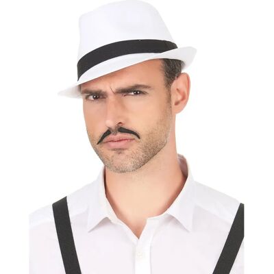 Chapeau Borsalino Blanc Personage - Style Rétro - Publicité Chapeau Borsalino Blanc Personage - Style Rétro - Publicité