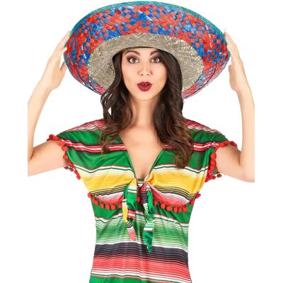 JADEO Red and Blue Mexican Adult Border Hat - Hat JADEO Red and Blue Mexican Adult Border Hat - Hat