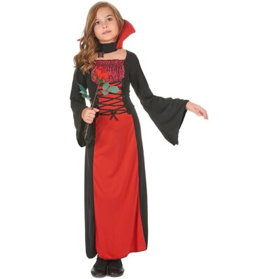 Magic and Horror Girls' Vampire Halloween Costume - Long, Red/Black/Stone, M 7-9 years Magic and Horror Girls' Vampire Halloween Costume - Long, Red/Black/Stone, M 7-9 years