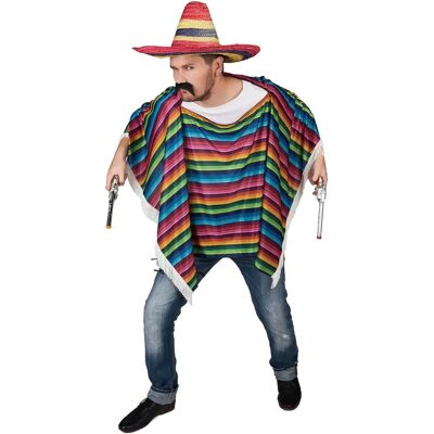 Nations of the world Multicolored Mexican poncho with fringes - Poncho Nations of the world Multicolored Mexican poncho with fringes - Poncho