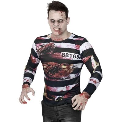 Magic and Horror Zombie Prisoner Halloween T-Shirt black/red M / L Magic and Horror Zombie Prisoner Halloween T-Shirt black/red M / L