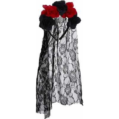 Jadeo Flower Headband with Lace Veil - Headband for Adults Jadeo Flower Headband with Lace Veil - Headband for Adults