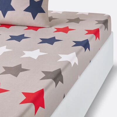 So'home - Stars - 140x190 cm - Gris - Fitted sheet So'home - Stars - 140x190 cm - Gris - Fitted sheet