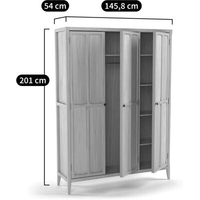 Armario Eugénie de 3 puertas gris claro - La Redoute Interieurs Armario Eugénie de 3 puertas gris claro - La Redoute Interieurs