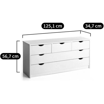 Cómoda So'home Crawley de pino macizo - Mueble con 5 cajones Cómoda So'home Crawley de pino macizo - Mueble con 5 cajones