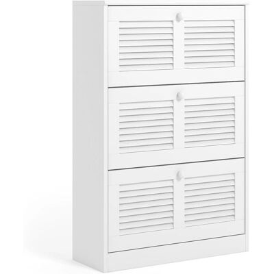 Mueble zapatero blanco con 3 puertas - Almacenamiento de zapatos Mueble zapatero blanco con 3 puertas - Almacenamiento de zapatos