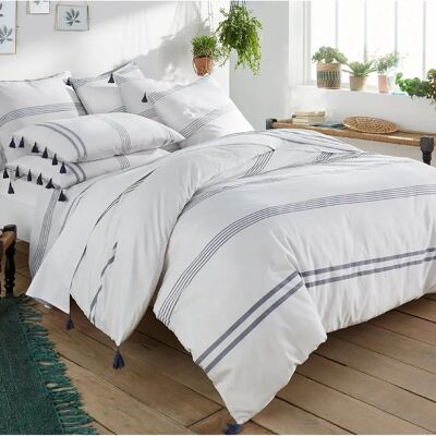 LA REDOUTE INTERIEURS Riad Ropa de cama de algodón - Cama, Algodón, Blanco y Azul Rayado LA REDOUTE INTERIEURS Riad Ropa de cama de algodón - Cama, Algodón, Blanco y Azul Rayado