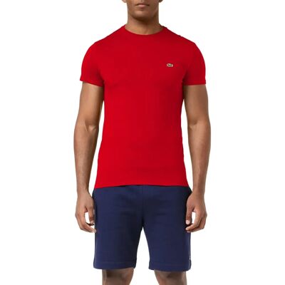 Lacoste Herren Crew Neck Pima Baumwolle Jersey T-Shirt (TH6709) - rot Lacoste Herren Crew Neck Pima Baumwolle Jersey T-Shirt (TH6709) - rot