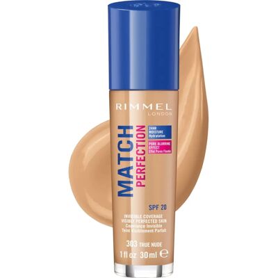 Rimmel London Match Perfection SPF 20 Foundation - 303 True Nude Rimmel London Match Perfection SPF 20 Foundation - 303 True Nude