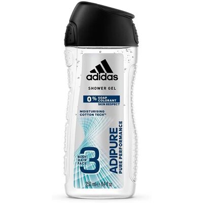 Adidas Gel Douche pour Hommes Adipure (250ml) - Publicité Adidas Gel Douche pour Hommes Adipure (250ml) - Publicité