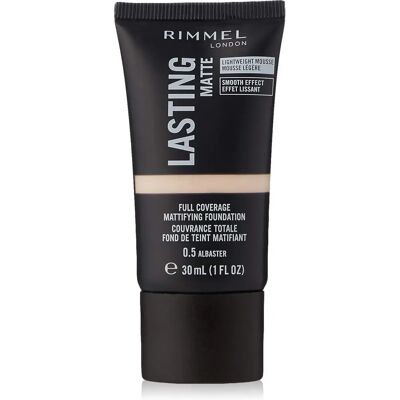 Fond de teint Rimmel Lasting Matte - Albâtre - Couvrance Totale - Finition Mat - Publicité Fond de teint Rimmel Lasting Matte - Albâtre - Couvrance Totale - Finition Mat - Publicité