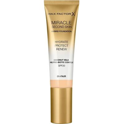 Max Factor Max Factor Miracle Second Skin Hydratant SPF 20 - Claire - Publicité Max Factor Max Factor Miracle Second Skin Hydratant SPF 20 - Claire - Publicité