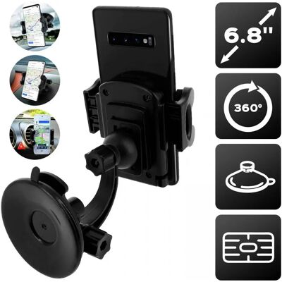 Soporte de Teléfono para Coche Altadif ALTCAR3IN1BLK - 3 en 1, giratorio 360°, brazo ajustable Soporte de Teléfono para Coche Altadif ALTCAR3IN1BLK - 3 en 1, giratorio 360°, brazo ajustable