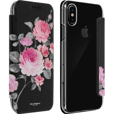 Etui portemonnaie Akashi pour iPhone X / XS - Fleurs de Lotus Multicolore - Publicité Etui portemonnaie Akashi pour iPhone X / XS - Fleurs de Lotus Multicolore - Publicité