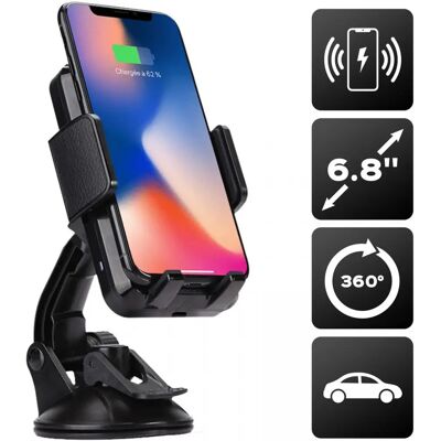 Altadif ALTSUPWIRLCAR - Soporte para coche con rotación de 360° y carga inalámbrica Qi Altadif ALTSUPWIRLCAR - Soporte para coche con rotación de 360° y carga inalámbrica Qi