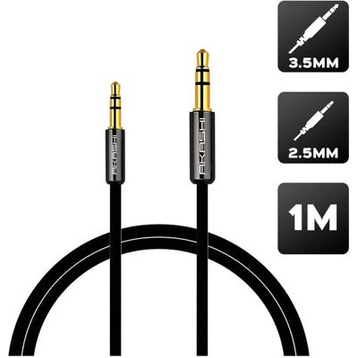 Altadif ALTJACK25BLK 1m Stereo Audio Cable - Black Altadif ALTJACK25BLK 1m Stereo Audio Cable - Black