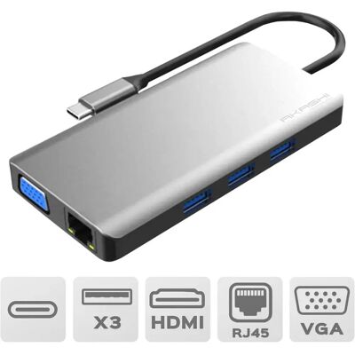 Altadif ALTHUB9IN1TC Dock para portátil - Acero inoxidable - Hub USB-C 9 en 1 Altadif ALTHUB9IN1TC Dock para portátil - Acero inoxidable - Hub USB-C 9 en 1