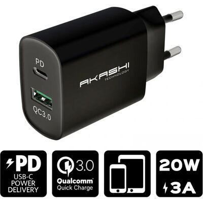 Altadif ALTACQC20BLK Universelles schwarzes USB-Ladegerät - Schnelles Laden - Dual USB Ports Altadif ALTACQC20BLK Universelles schwarzes USB-Ladegerät - Schnelles Laden - Dual USB Ports