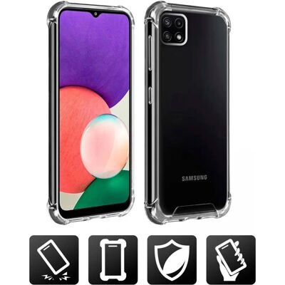 Coque en silicone transparente pour Samsung Galaxy A22 5G - Protection et amorti - Publicité Coque en silicone transparente pour Samsung Galaxy A22 5G - Protection et amorti - Publicité