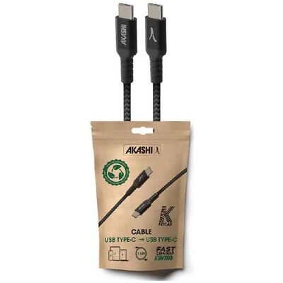 Akashi Schwarz USB-C zu USB-C 60W Kabel - Umweltfreundlich 1,5m Akashi Schwarz USB-C zu USB-C 60W Kabel - Umweltfreundlich 1,5m