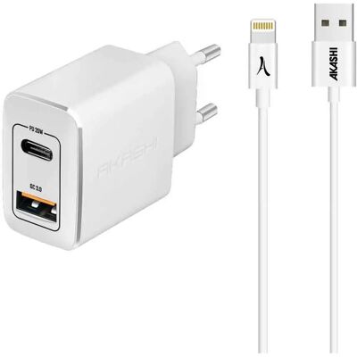 Chargeur mural Akashi 20W avec câble Lightning - Chargeur mural - Publicité Chargeur mural Akashi 20W avec câble Lightning - Chargeur mural - Publicité