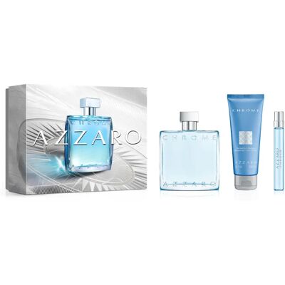 Azzaro Chrome - Eau de Toilette, Taille voyage, Shampoo & Corps - Coffret parfum - Publicité Azzaro Chrome - Eau de Toilette, Taille voyage, Shampoo & Corps - Coffret parfum - Publicité