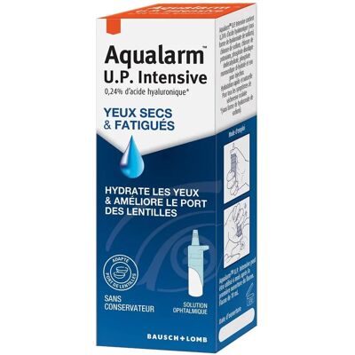 Gouttes pour les yeux Bausch & Lomb Aqualarm U.P Intensive - Yeux secs & Lentilles - Publicité Gouttes pour les yeux Bausch & Lomb Aqualarm U.P Intensive - Yeux secs & Lentilles - Publicité