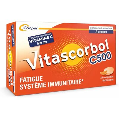 Cooper Vitascorbol C500 Comprimés à croquer orange 24 - Publicité Cooper Vitascorbol C500 Comprimés à croquer orange 24 - Publicité