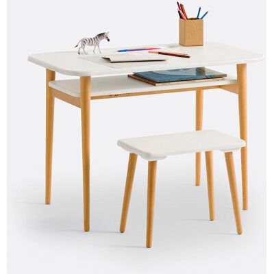 Set de Escritorio y Banco Jimi - Blanco - Estilo Escandinavo Moderno para Niños Set de Escritorio y Banco Jimi - Blanco - Estilo Escandinavo Moderno para Niños