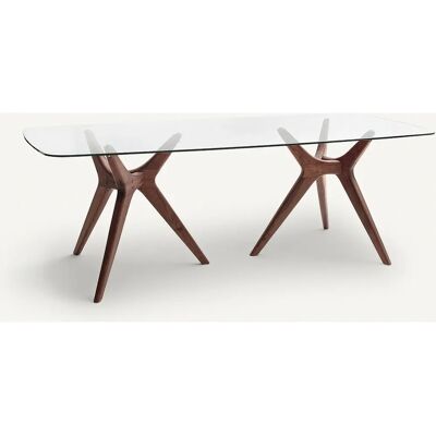 AM.PM Ορθογώνιο τραπέζι γυαλί/maso καρυδιά, Maricielo - Dining Table AM.PM Ορθογώνιο τραπέζι γυαλί/maso καρυδιά, Maricielo - Dining Table