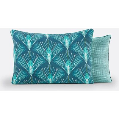 Funda de oreiller en percale de coton - Art déco Bleu Funda de oreiller en percale de coton - Art déco Bleu