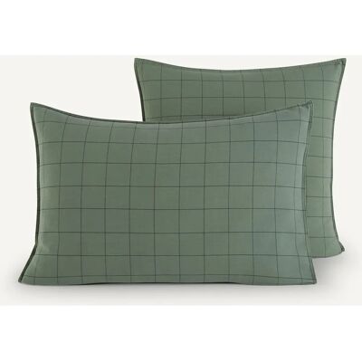 Federe in Cotone Biologico Am.pm - 65x65cm, Verde/Grigio Federe in Cotone Biologico Am.pm - 65x65cm, Verde/Grigio