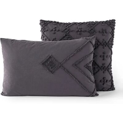 Housse de coussin en coton biologique Pintu - Getufté, Blanc Housse de coussin en coton biologique Pintu - Getufté, Blanc