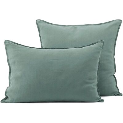 Funda de Almohada de Lino de Cáñamo Verde Eucalipto - AM.PM Funda de Almohada de Lino de Cáñamo Verde Eucalipto - AM.PM