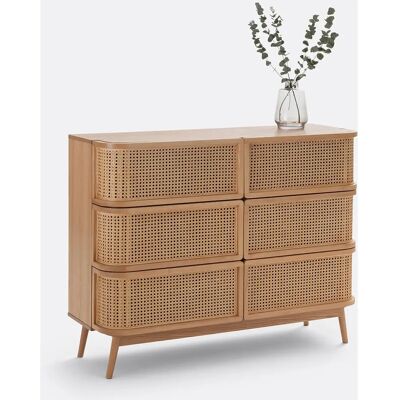 Redoute Interieurs Laora Cómoda 6 Cajones Ratán Beige Redoute Interieurs Laora Cómoda 6 Cajones Ratán Beige