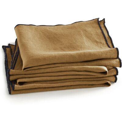 Am.pm Servilletas de lino Suzy - Pack de 4 - Puntada negra Am.pm Servilletas de lino Suzy - Pack de 4 - Puntada negra
