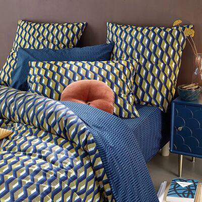 LA REDOUTE INTERIEURS Housse de duvet en percale de coton - Style Art Déco - Bleu LA REDOUTE INTERIEURS Housse de duvet en percale de coton - Style Art Déco - Bleu