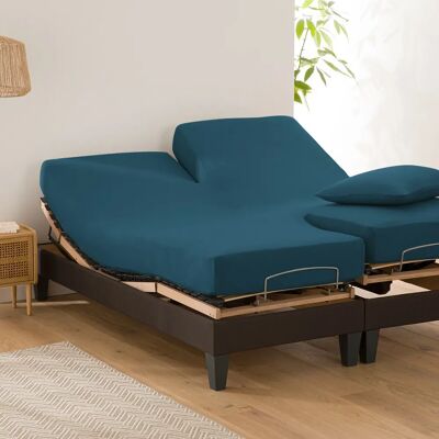 LA REDOUTE INTERIEURS Sábana bajera de algodón para cama ajustable - Ropa de cama, Azul LA REDOUTE INTERIEURS Sábana bajera de algodón para cama ajustable - Ropa de cama, Azul