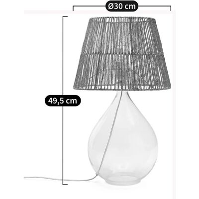 LA REDOUTE INTERIEURS Lámpara de mesa beige de vidrio y cáñamo - Lámpara de mesa LA REDOUTE INTERIEURS Lámpara de mesa beige de vidrio y cáñamo - Lámpara de mesa