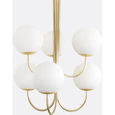 LA REDOUTE INTERIEURS Lámpara de techo en latón y vidrio opalino - Art Deco LA REDOUTE INTERIEURS Lámpara de techo en latón y vidrio opalino - Art Deco