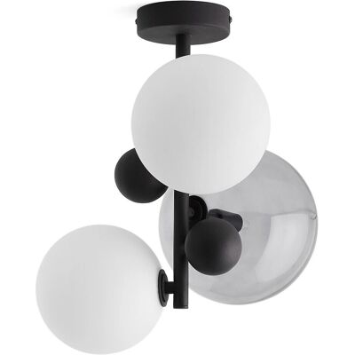 Am.pm Bullesco Lampe de plafond en verre fumé et métal - Hauteur standard Am.pm Bullesco Lampe de plafond en verre fumé et métal - Hauteur standard
