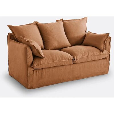 LA REDOUTE INTERIEURS Funda de lino arrugado ODNA - 2/3/4/5 plazas - Naranja LA REDOUTE INTERIEURS Funda de lino arrugado ODNA - 2/3/4/5 plazas - Naranja