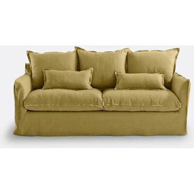 LA REDOUTE INTERIEURS - ODNA - Verde oliva - Lino - Funda para sofá LA REDOUTE INTERIEURS - ODNA - Verde oliva - Lino - Funda para sofá