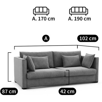 Καναπές σε λινό σε μορφή τσακισμένου Beige Camille - 3-5 θέσεων Καναπές σε λινό σε μορφή τσακισμένου Beige Camille - 3-5 θέσεων