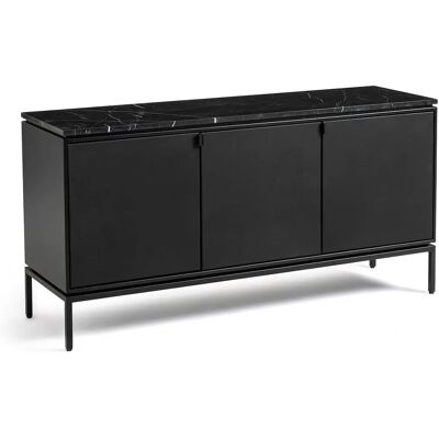 Credenza Hitha di AM.PM - Marmo nero, metallo, pelle - Credenza Credenza Hitha di AM.PM - Marmo nero, metallo, pelle - Credenza