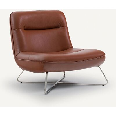 Am.pm Fauteuil en cuir et nickel satiné - Helma Am.pm Fauteuil en cuir et nickel satiné - Helma