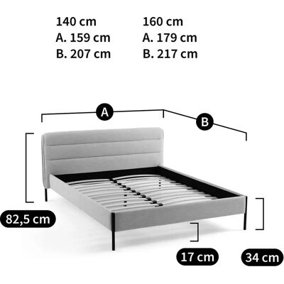 LA REDOUTE INTERIEURS Cama Obias - Tapizada, FSC Sostenible, Patas de Acero LA REDOUTE INTERIEURS Cama Obias - Tapizada, FSC Sostenible, Patas de Acero