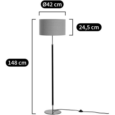 Lampada da terra AM.PM Jihana - Lino, Metallo, Ottone, Nero Lampada da terra AM.PM Jihana - Lino, Metallo, Ottone, Nero
