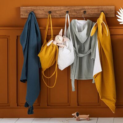 LA REDOUTE INTERIEURS Kumla bata de baño con capucha de gasa de algodón - Bata LA REDOUTE INTERIEURS Kumla bata de baño con capucha de gasa de algodón - Bata